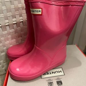 Hunter Original First Classic Glossy Waterproof Rain Boot Fuchsia size 10 New